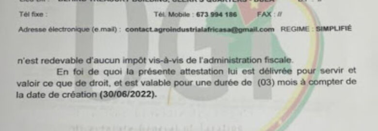 AGRO INDUSTRIAL AFRICA S.A